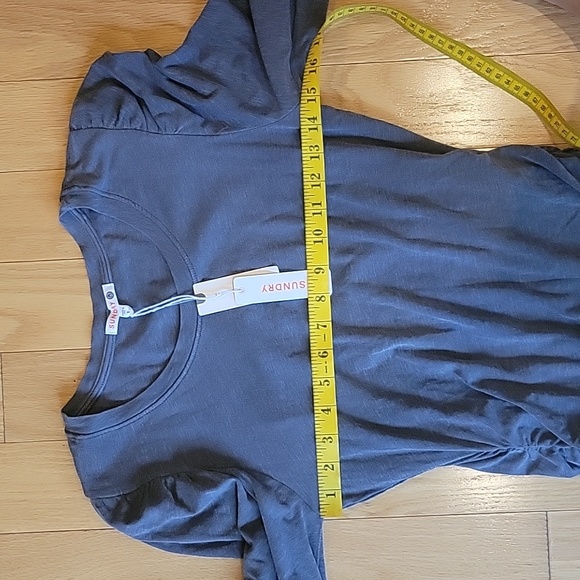 Sundry for Anthropologie slubbed knit puff sleeves mini dress with ruchi… - Picture 14 of 14